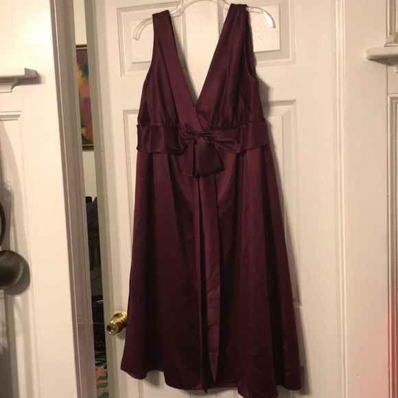 After Six Tea Length Dress w/ Bow in Front - Picture 2 of 5